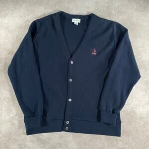 Vintage Men’s Izod Golf Preppy Old Money Navy Blue Knit Button Cardigan Sweater